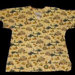 "Mad About Scrubs" Army Print Scrub Top